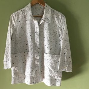 Cos White Crinkle Cotton Spatter Jacket